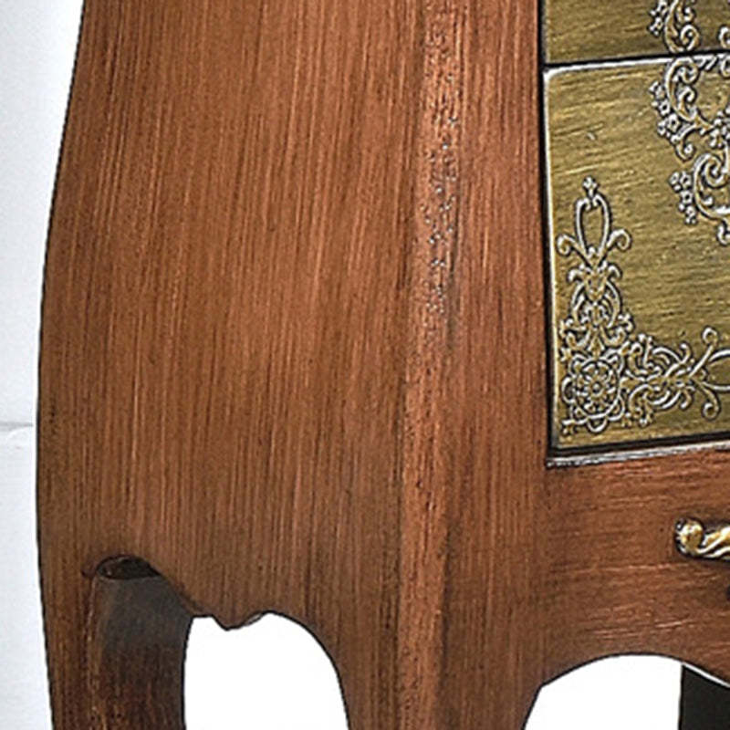 European Arabesque Solid Wood 2-Drawer End Table — Vintage Green