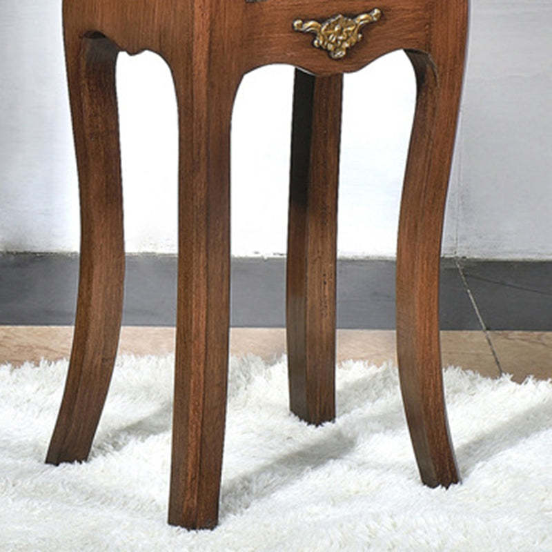 European Arabesque Solid Wood 2-Drawer End Table