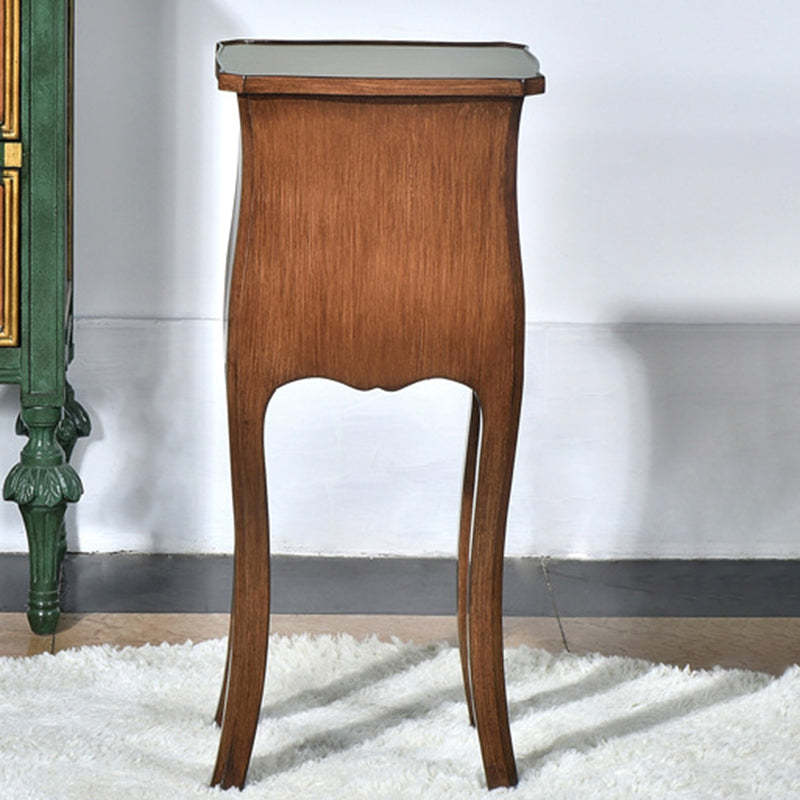 European Arabesque Solid Wood 2-Drawer End Table