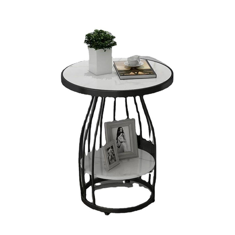 Modern Sintered Stone Steel 2-Tier Coffee Table