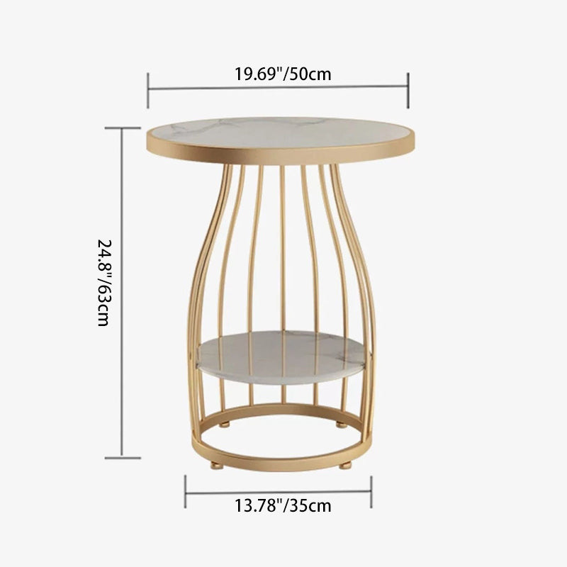Modern Sintered Stone Steel 2-Tier Coffee Table
