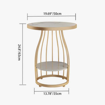 Modern Sintered Stone Steel 2-Tier Coffee Table