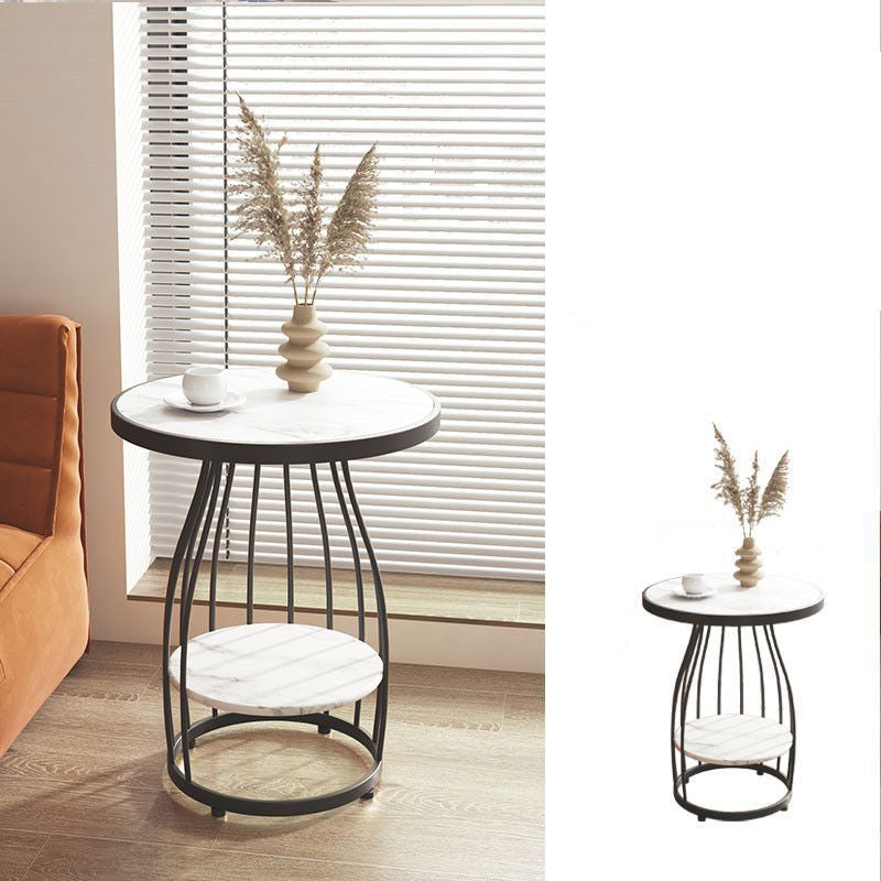 Modern Sintered Stone Steel 2-Tier Coffee Table