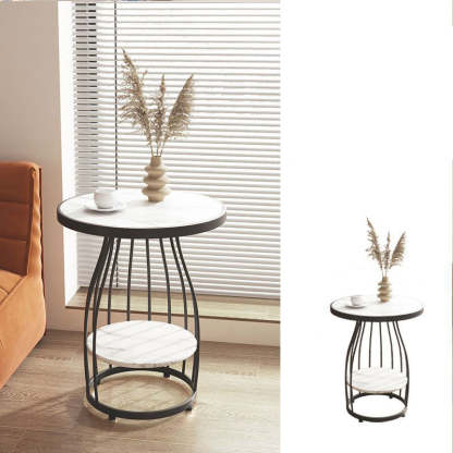 Modern Sintered Stone Steel 2-Tier Coffee Table