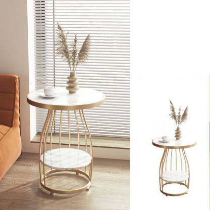 Modern Sintered Stone Steel 2-Tier Coffee Table