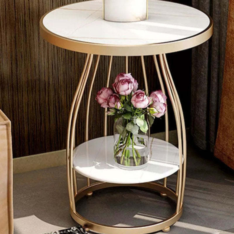 Modern Sintered Stone Steel 2-Tier Coffee Table