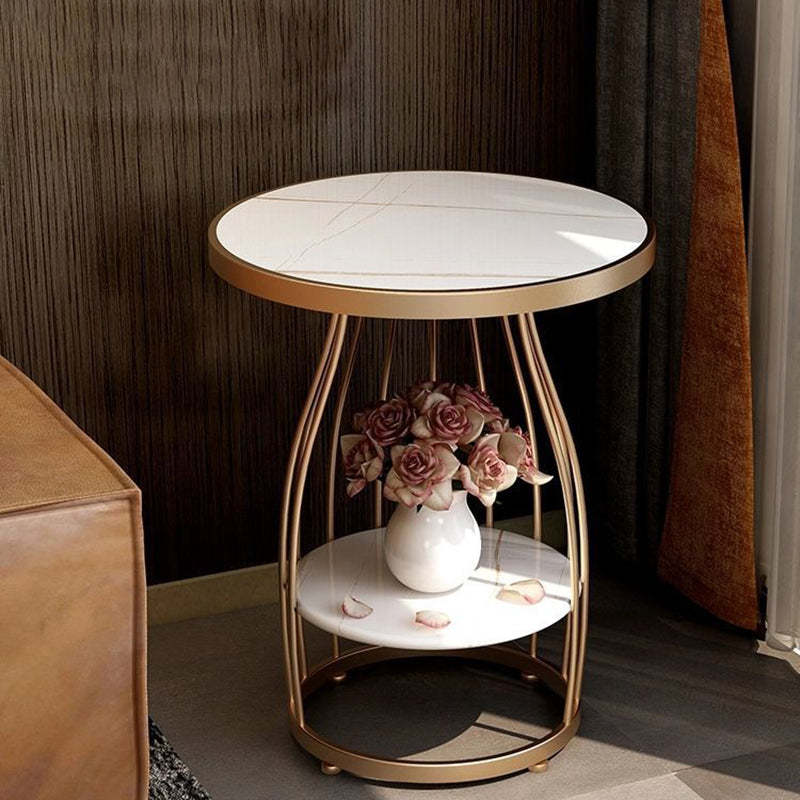 Modern Sintered Stone Steel 2-Tier Coffee Table