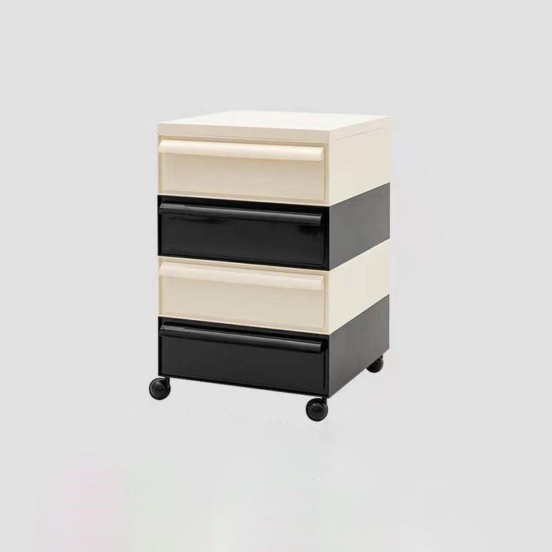 Nordic Plastic 4-Drawer Rolling Nightstand Storage Cabinet