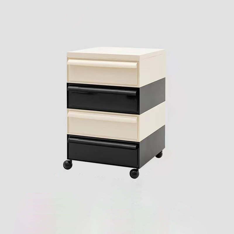 Nordic Plastic 4-Drawer Rolling Nightstand Storage Cabinet