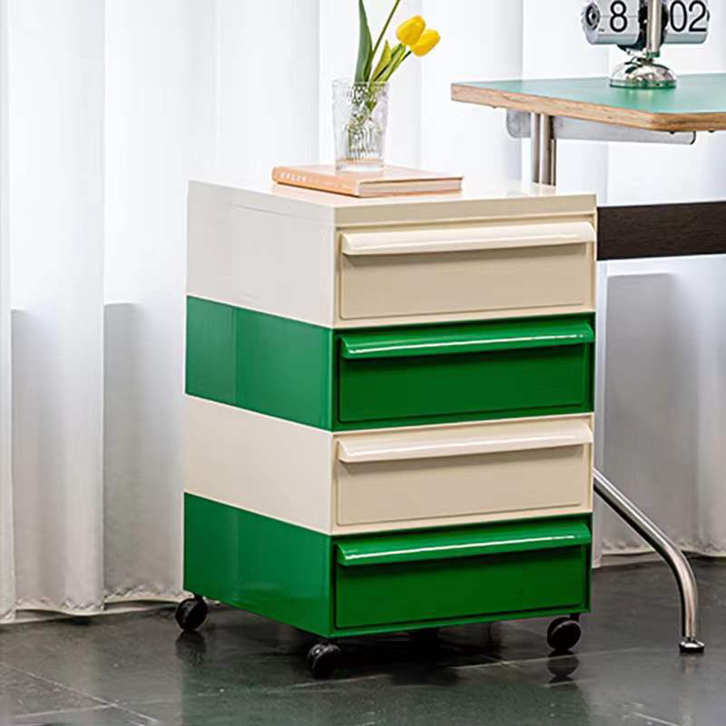 Nordic Plastic 4-Drawer Rolling Nightstand Storage Cabinet