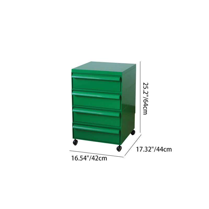 Nordic Plastic 4-Drawer Rolling Nightstand Storage Cabinet — Green