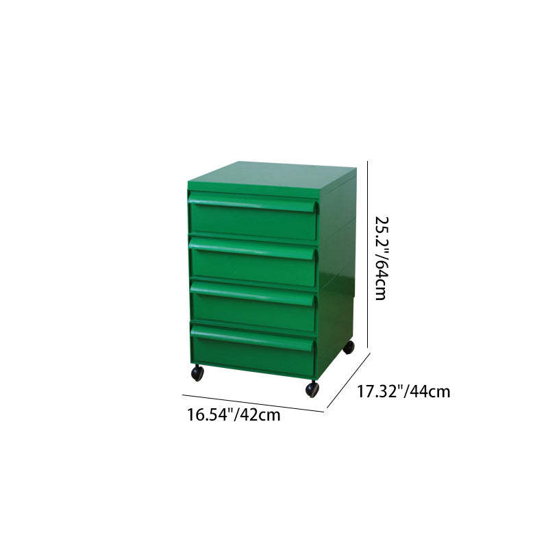 Nordic Plastic 4-Drawer Rolling Nightstand Storage Cabinet — Green