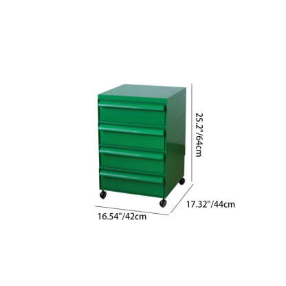 Nordic Plastic 4-Drawer Rolling Nightstand Storage Cabinet — Green