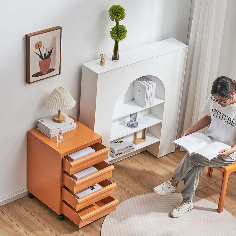 Nordic Plastic 4-Drawer Rolling Nightstand Storage Cabinet