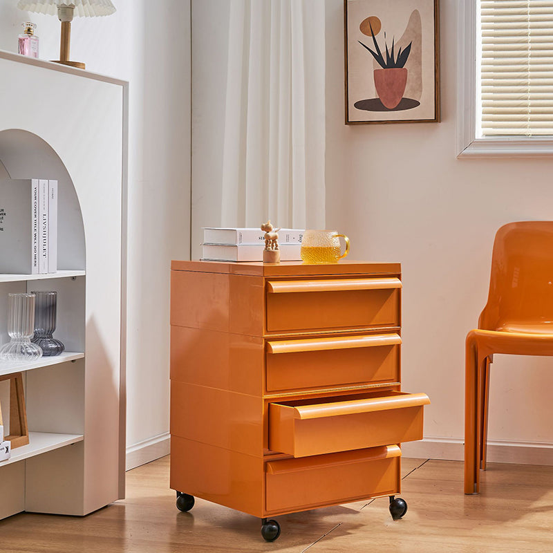 Nordic Plastic 4-Drawer Rolling Nightstand Storage Cabinet