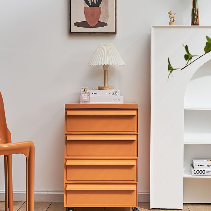 Nordic Plastic 4-Drawer Rolling Nightstand Storage Cabinet