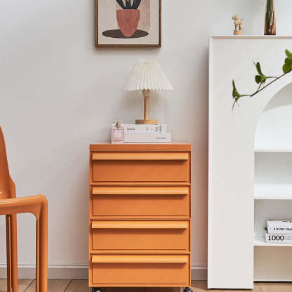 Nordic Plastic 4-Drawer Rolling Nightstand Storage Cabinet