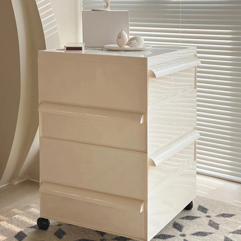 Nordic Plastic 4-Drawer Rolling Nightstand Storage Cabinet — Orange