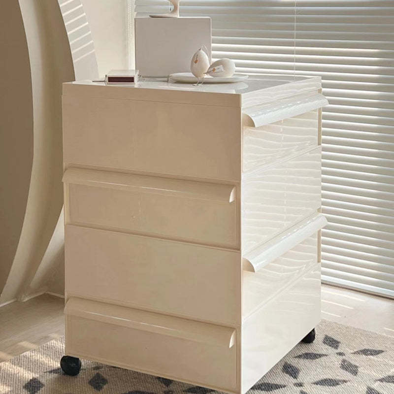 Nordic Plastic 4-Drawer Rolling Nightstand Storage Cabinet — Orange