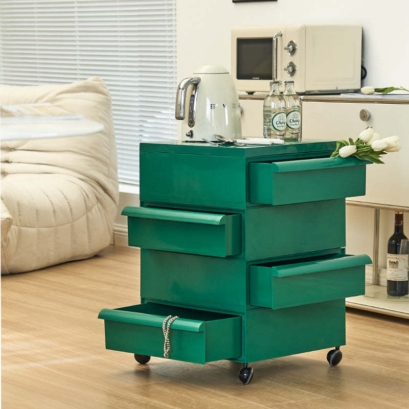 Nordic Plastic 4-Drawer Rolling Nightstand Storage Cabinet