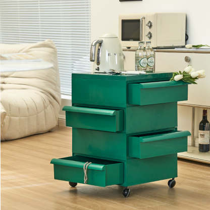 Nordic Plastic 4-Drawer Rolling Nightstand Storage Cabinet