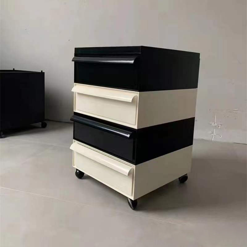 Nordic Plastic 4-Drawer Rolling Nightstand Storage Cabinet