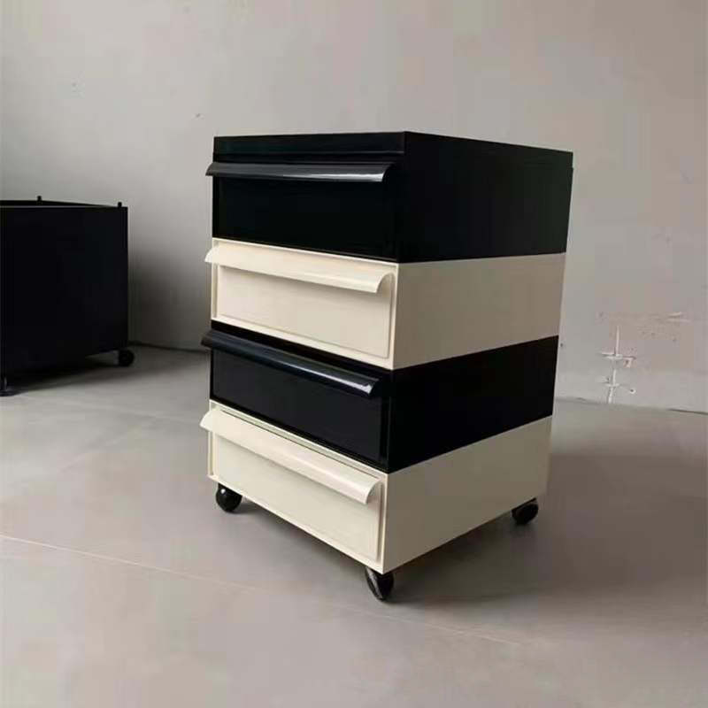 Nordic Plastic 4-Drawer Rolling Nightstand Storage Cabinet