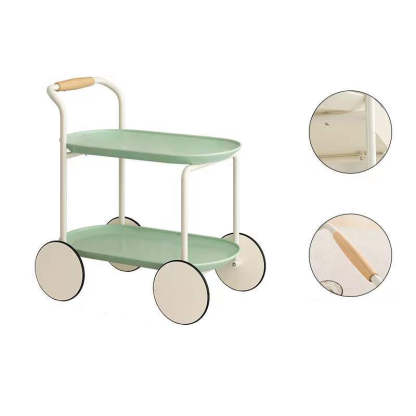 Nordic Iron Rolling 2-Tier End Table