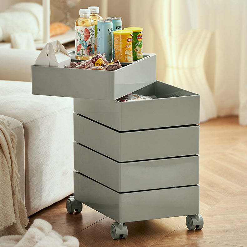 Nordic Rotating 5-Tier Rolling End Table — Yellow