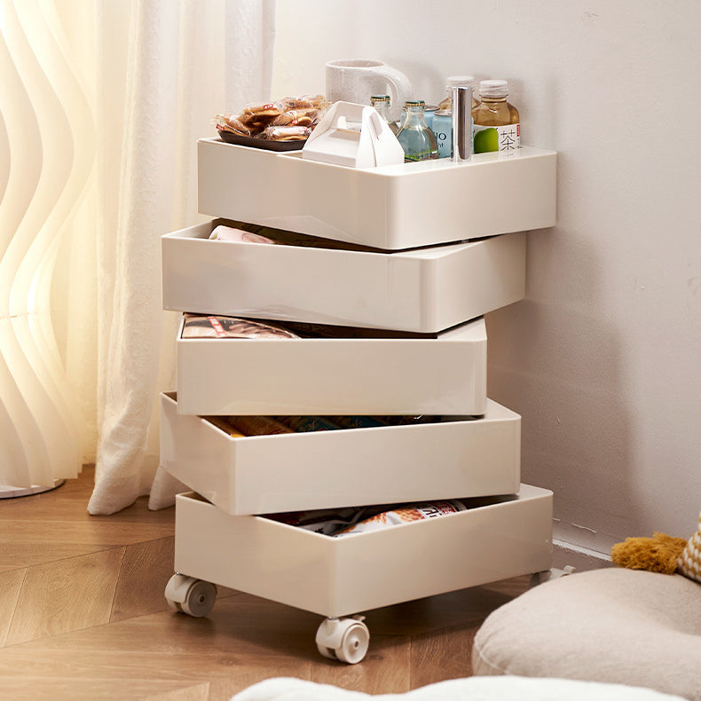 Nordic Rotating 5-Tier Rolling End Table — White