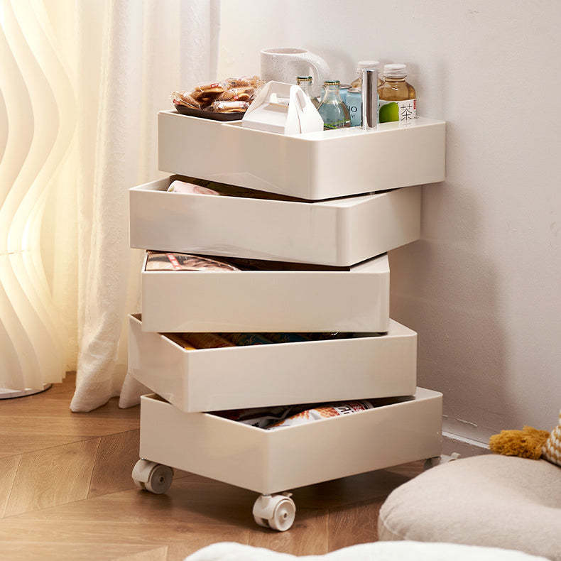 Nordic Rotating 5-Tier Rolling End Table — White