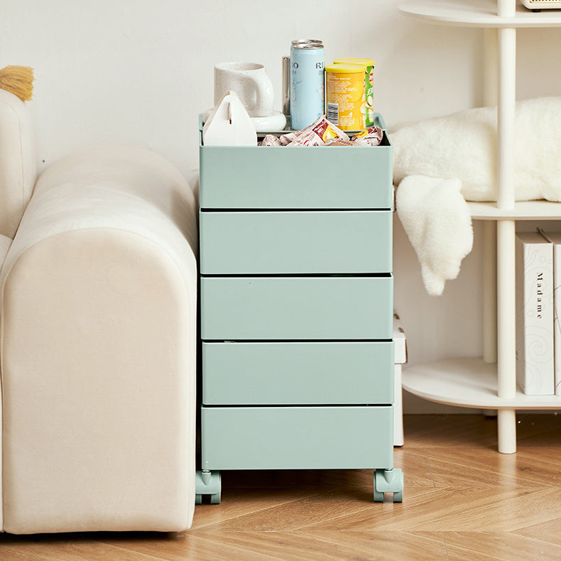 Nordic Rotating 5-Tier Rolling End Table — Blue