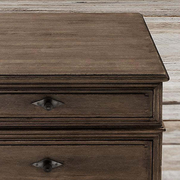 Rustic Solid Wood 3-Drawer Nightstand