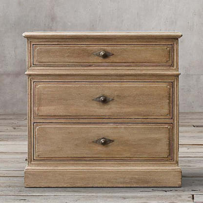 Rustic Solid Wood 3-Drawer Nightstand — Brown