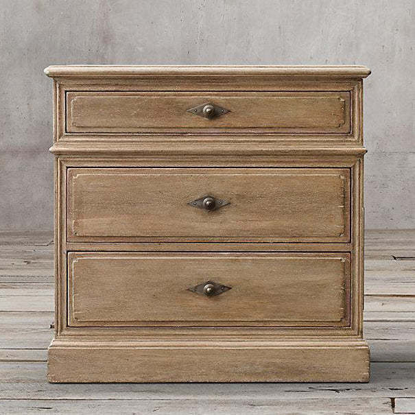 Rustic Solid Wood 3-Drawer Nightstand