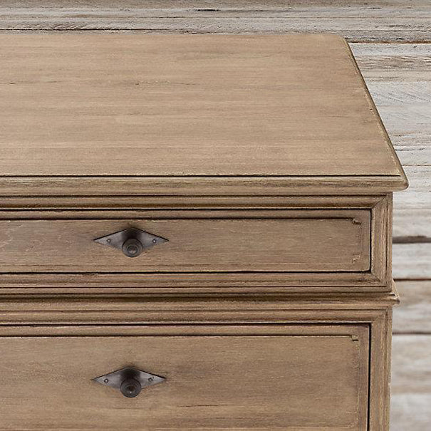 Rustic Solid Wood 3-Drawer Nightstand