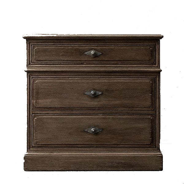 Rustic Solid Wood 3-Drawer Nightstand