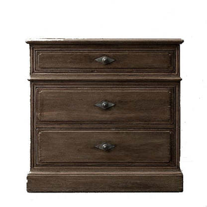 Rustic Solid Wood 3-Drawer Nightstand