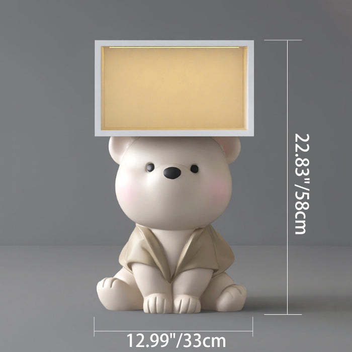 Bear Resin Rectangular Nightstand Cabinet