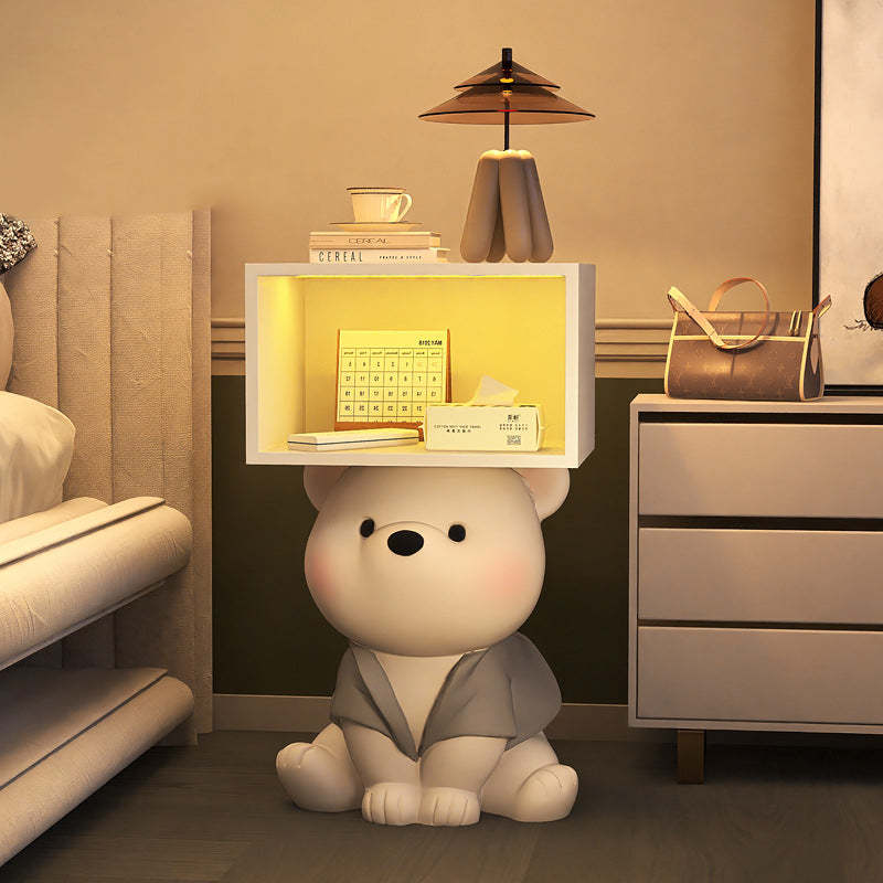 Bear Resin Rectangular Nightstand Cabinet