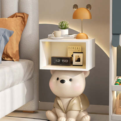 Bear Resin Rectangular Nightstand Cabinet — Brown