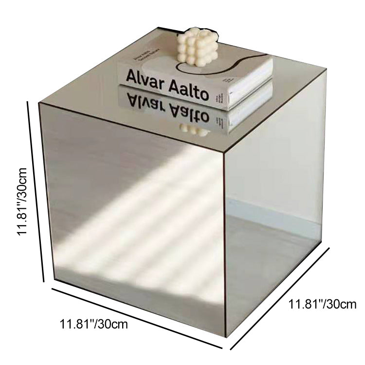 Minimalist Acrylic Mirror Cube End Table