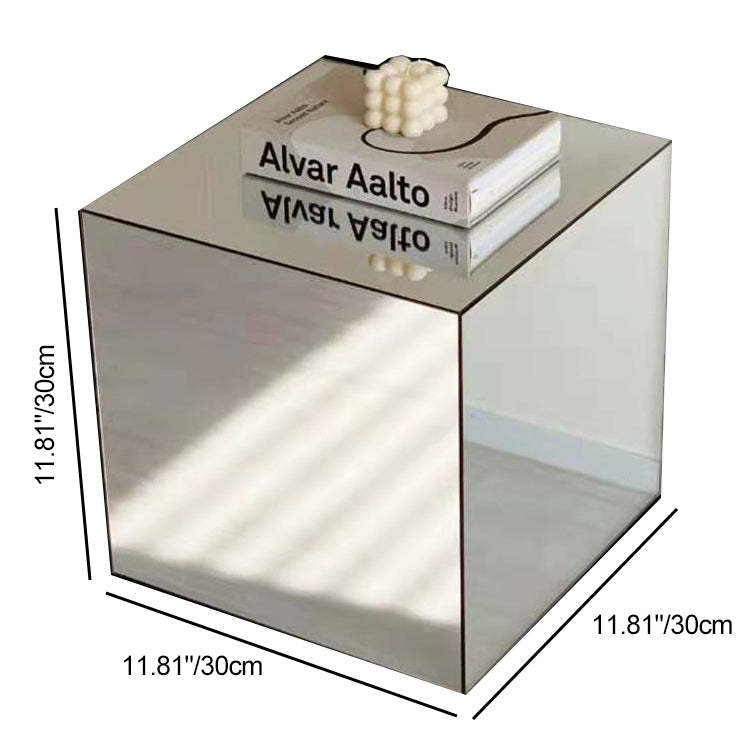Minimalist Acrylic Mirror Cube End Table