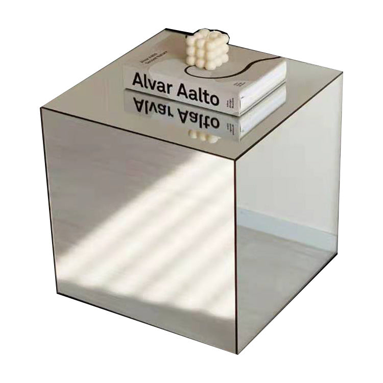 Minimalist Acrylic Mirror Cube End Table