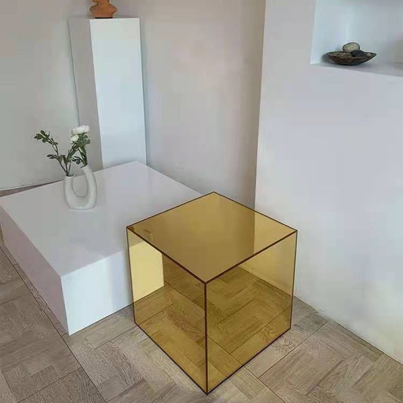 Minimalist Acrylic Mirror Cube End Table