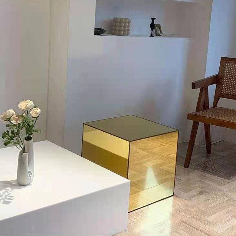 Minimalist Acrylic Mirror Cube End Table — Colorful