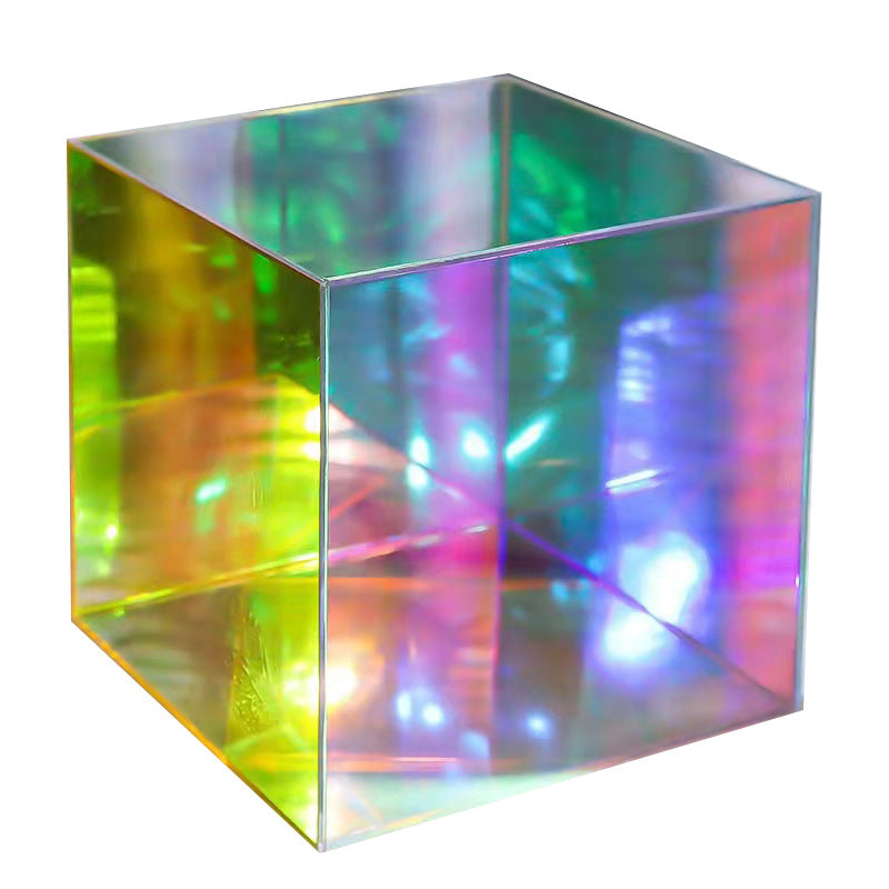 Minimalist Acrylic Mirror Cube End Table