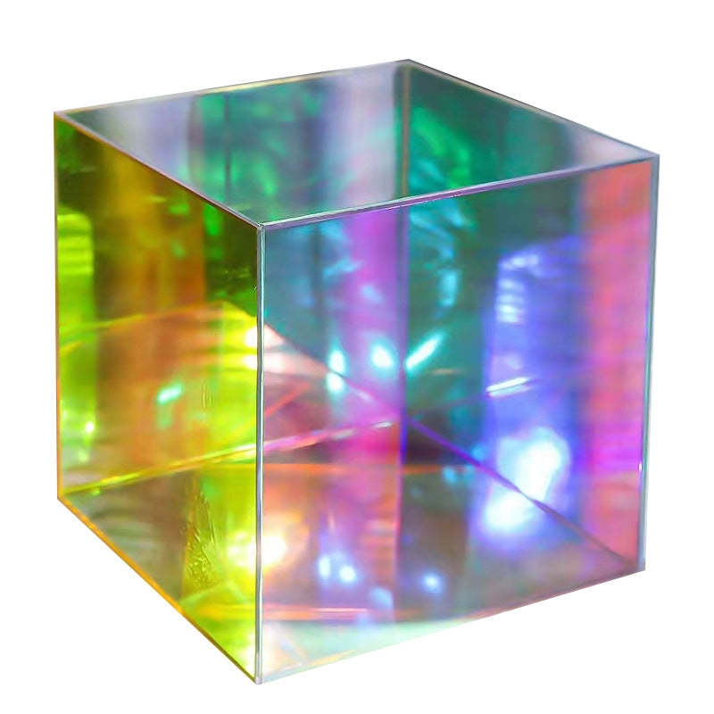 Minimalist Acrylic Mirror Cube End Table