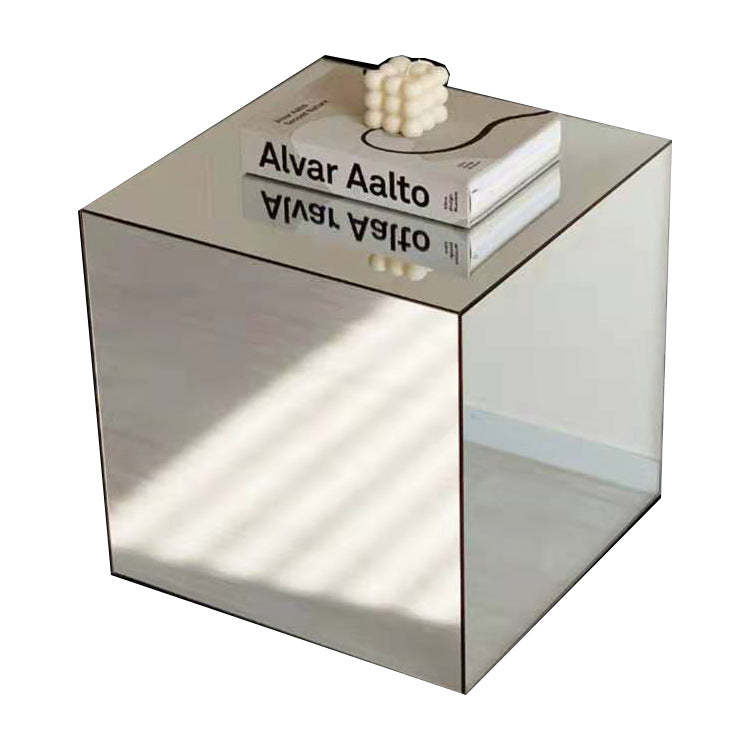 Minimalist Acrylic Mirror Cube End Table