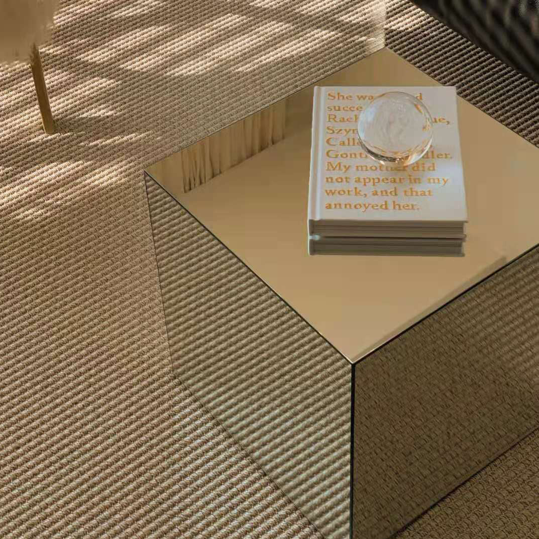 Minimalist Acrylic Mirror Cube End Table